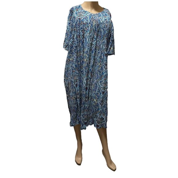 Go Softly Patio Dress - 2X Paisley Blue - 100% Rayon - Brand New - Picture 2 of 4